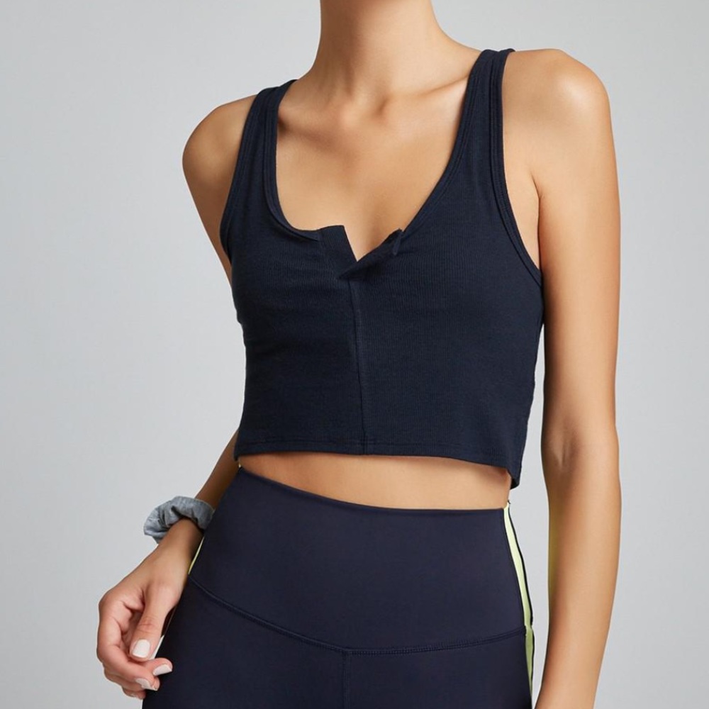 NEW Splits59 Tag Cropped Navy Tank